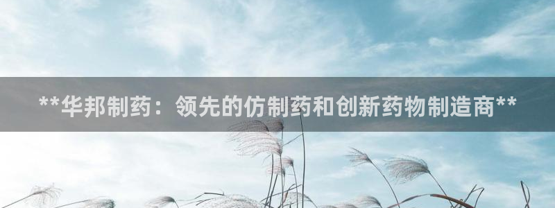 九游会老哥俱乐部官网：**华邦制药：领先的仿制药和创新药物制造商**